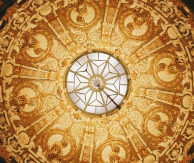 Brown and white round ceiling